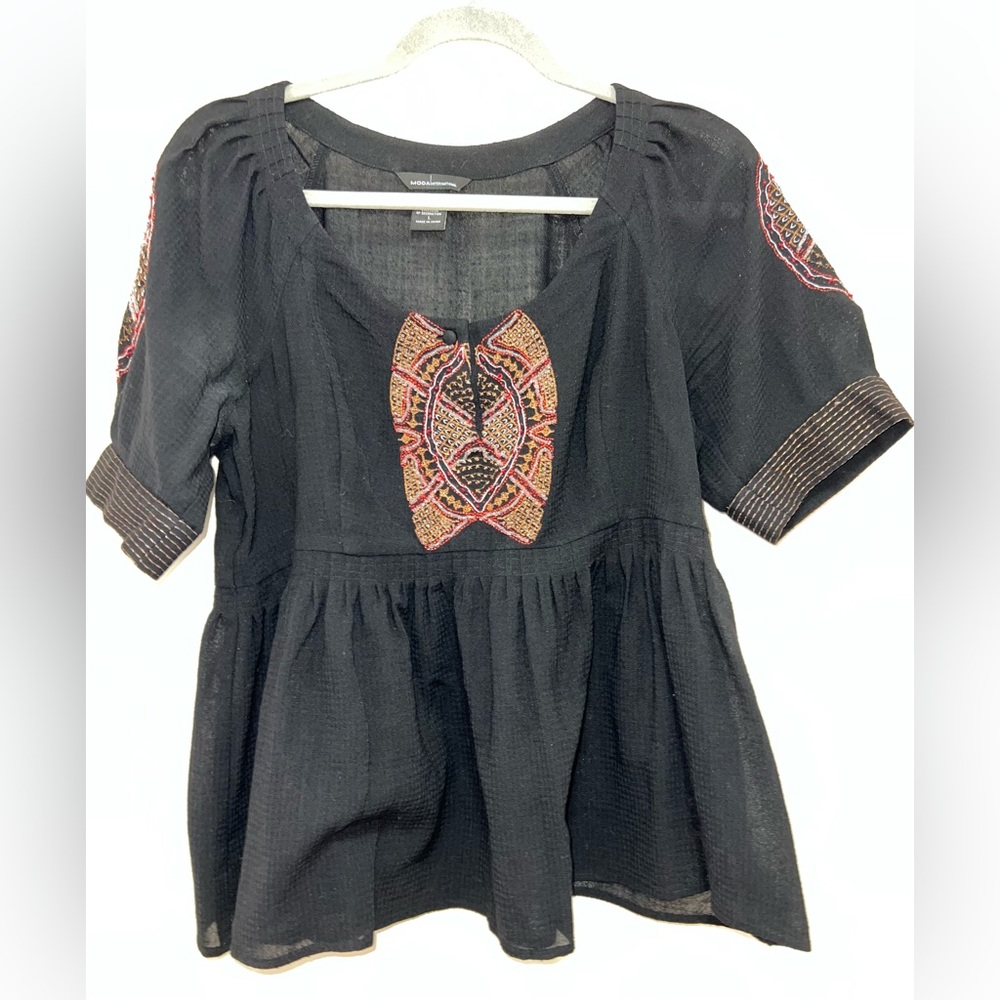 MODA International poplin blouse.
